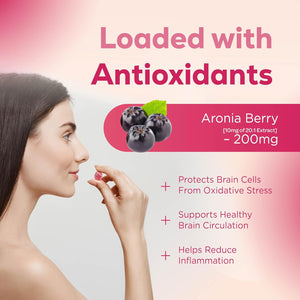 Mycologic Lions Mane Mushroom Gummies for Adults, 30 Servings - Natural Clarity & Focus Gummies with Ashwagandha & Aronia Berry - Raspberry & Vanilla Flavour Brain Boost Supplement - 1 Month Supply