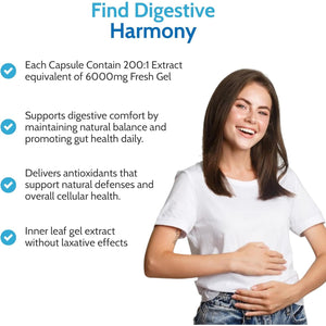 Health4All Aloe Vera Gel Extract 6000Mg 90 Capsules, Digestive Health Detox Supplement, Support for Leaky Gut, Acid-Alkaline and Ph Balance, Pure Vegan Cleanse Capsules (Not Tablets) | Made in UK