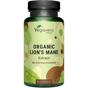 Vegavero Organic Lions Mane 10,000 Mg | NO Additives | 20:1 High Strength Mushroom Extract (Not Powder) | 50% Polysaccharides | Focus Supplement | Vegan
