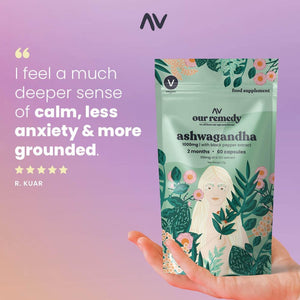 Our Remedy Ashwagandha Capsules for Women 1000Mg with Black Pepper for Fast & Effective Absorption — Made by Women, for Women! Natural, Vegan & Plastic Free — 60 One-A-Day Tablets