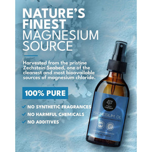 Magnesium Spray for Restless Legs, Muscle Cramps, Joints & Sleep – Topical Magnesium Oil for Feet & Body – Zechstein Source – 100% Natural & Ultra Pure – 200Ml Glass Bottle