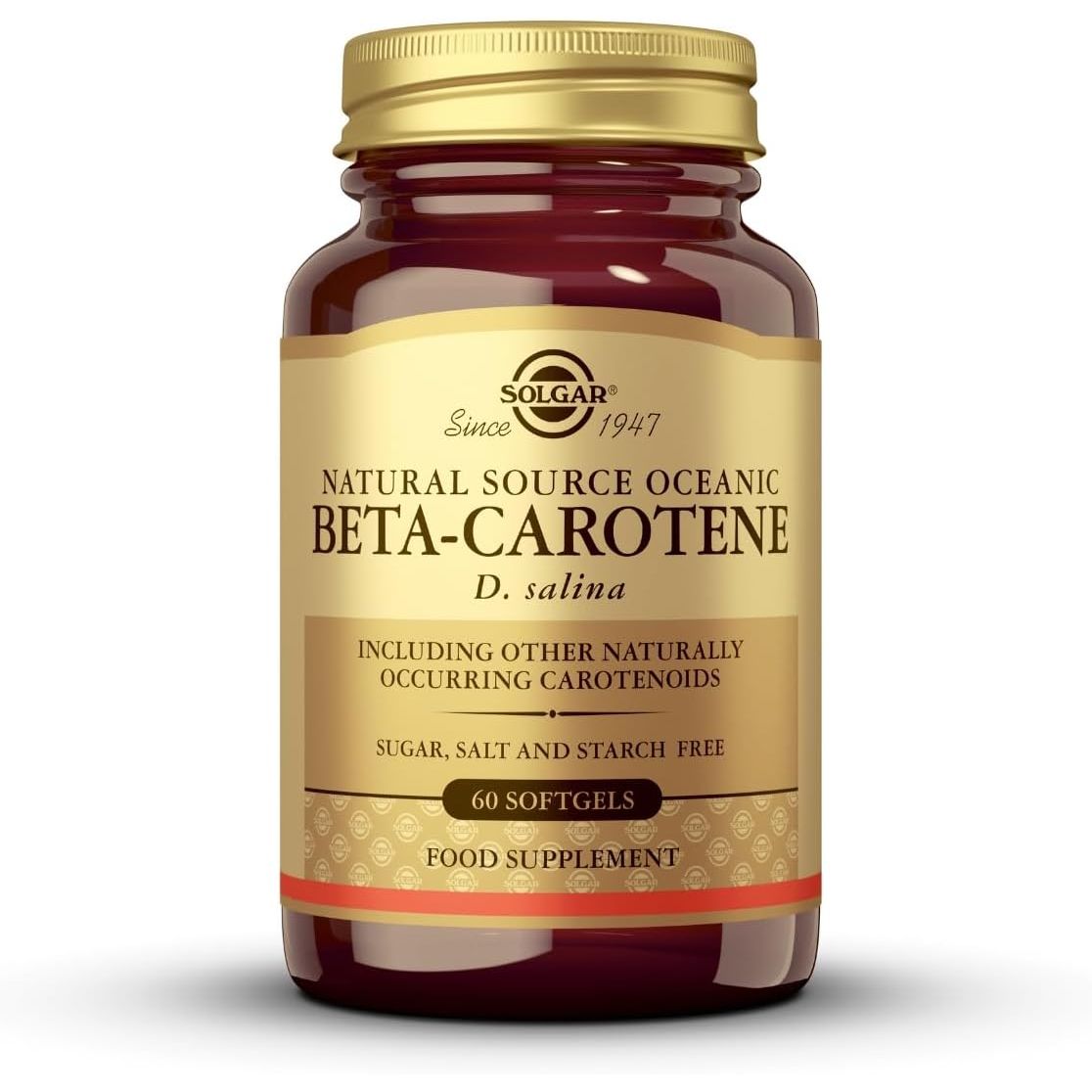 Solgar Natural Source Oceanic Beta Carotene Softgels - Pack of 60 - Fight Free Radical Damage - Strong Antioxidant - Gluten Free