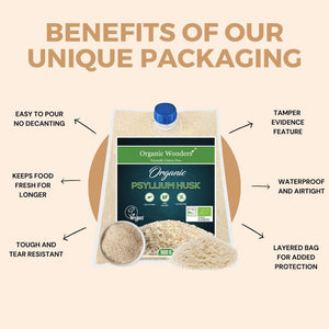 Organic Psyllium Husk Powder (500G) | 99% Pure | High in Fibre | Digestive Support, Regularity & Weight Management | 100+ Servings | Gluten-Free | Premium for Baking by Organic Wonders®