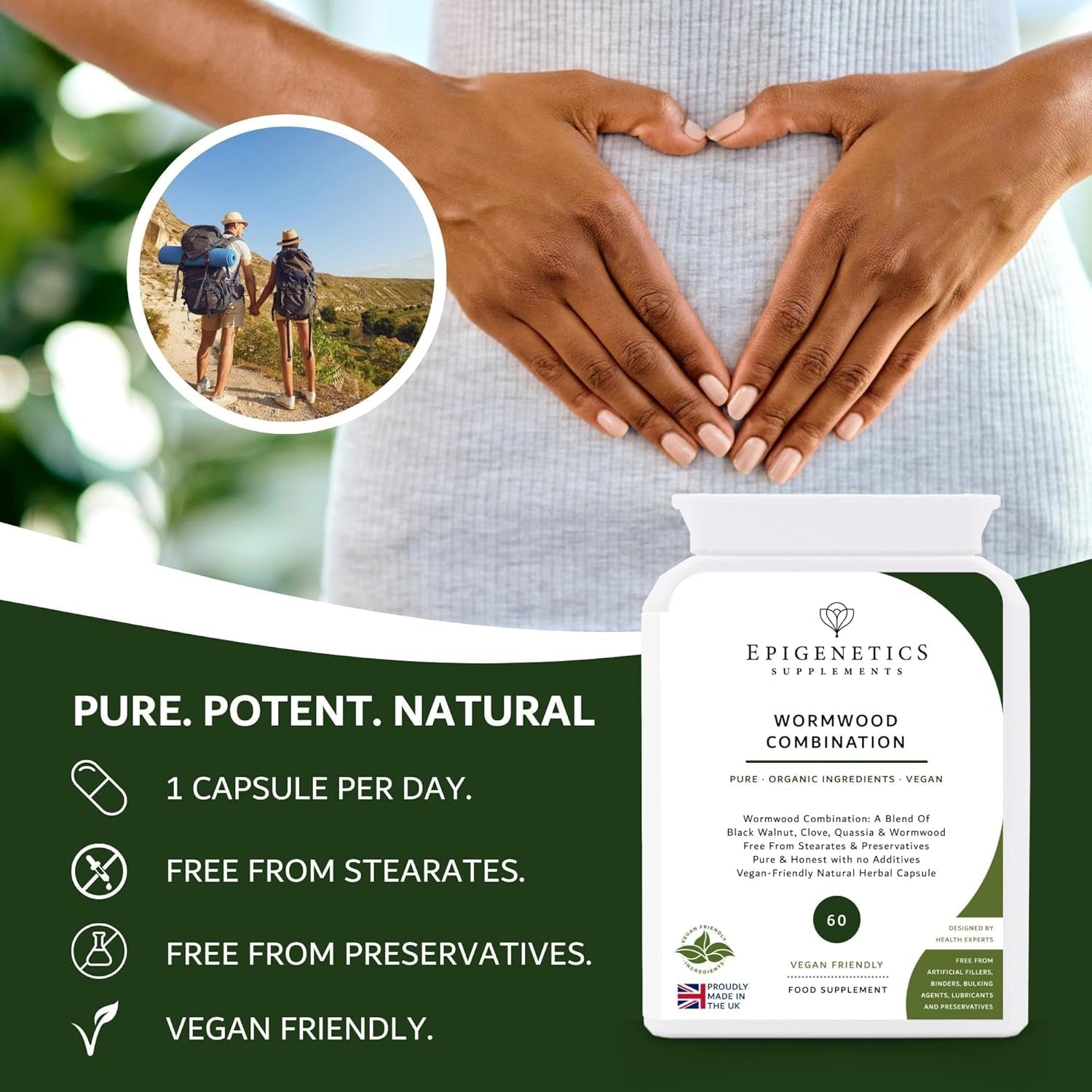 Wormwood Combination 360Mg | Black Walnut, Clove, Quassia, Wormwood Herb Supplement | 60 Vegan Capsules | Made in UK | 2 Month Supply, 1 Herbal Capsule Daily