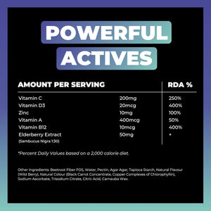 Tonic Health Kids Immunity Gummies - 7 in 1, Elderberry Gummies, No Added Sugar, No Sweeteners, Vitamins C, D and Zinc, Wild Berry Flavour, Month Supply (60 Count), Ages 3-12, Vegan.