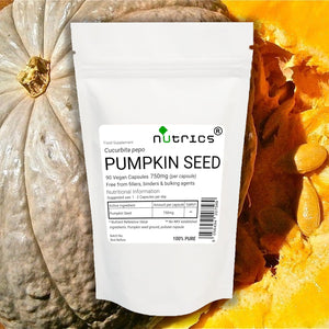 Nutrics® Pumpkin Seed 750Mg - Supplement - Suitable for Vegan Vegetarian Diet – Pure - 90 Vegan Capsules (2 Months Supply) (90)