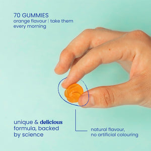 Jelly Pills® Concentrated Omega 3 Gummies (DHA + BCAA) and B Group Vitamins - 70 Orange Flavoured Vegan Gummies - No Added Sugars - for Children & Adults