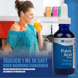 Trace Minerals Fulvic Acid | Liquid Ionic Fulvic Acid | 250 Mg | Intestine, Digestion, Skin, Brain | Mineral Complex 72+ Minerals and Trace Elements, Ph Balance, Muscle Endurance, Hydration
