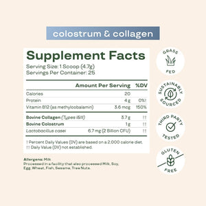 Bloom Nutrition Bovine Colostrum Powder for Gut Health, Immune Support, Hair Growth & Beauty Supplement, Gluten Free, Sugar Free | Pure 40% Igg Premium Colostrum Superfood, Unflavored, 25 Servings