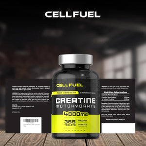 Creatine Monohydrate Tablets 4000Mg | High Strength | 365 Vegan Pills | by CELLFUEL