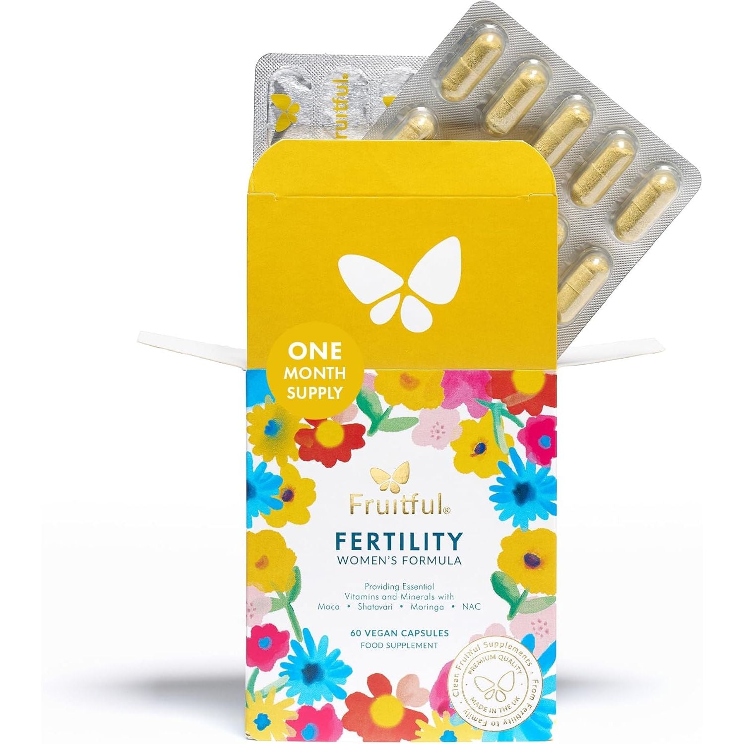 Fruitful Fertility Supplements for Women – Prenatal & Pregnancy Vitamins with Folic Acid Vitamin D & Coenzyme Q10 – Supports Natural Conception & Reproductive Health – 60 Capsules