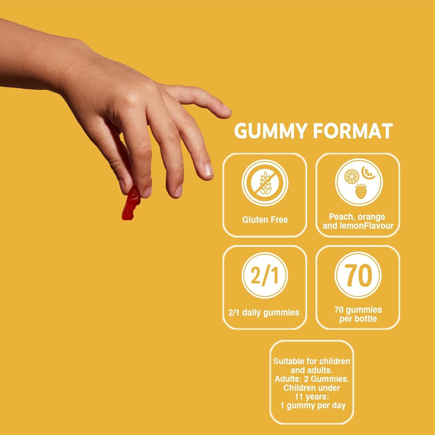 VITALDIN Kids Multivitamin Gummies – Food Supplement for Children with 11 Essential Vitamins & Minerals – 70 Chewable Gummies (1-Month Supply); Fruit Flavour – Vitality & Immune System – Gluten Free