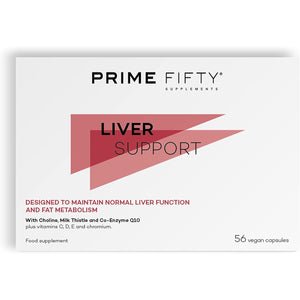 Prime Fifty Liver Support Supplements – 56 Vegan Capsules – Choline & Milk Thistle with Co-Enzyme Q10, Vitamins C, D, E & Chromium – Liver Supplements Developed for over 50S