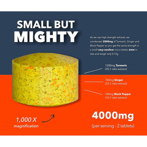 Turmeric Tablets 4000Mg per Serving (2400Mg Turmeric, 1400Mg Ginger, 200 Mg Black Pepper) | 180 High Strength Curcumin Tablet Supplements| Vegan and Gluten Free | UK Made