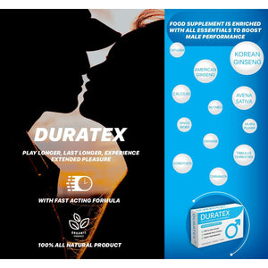 DURATEX by Hilman Blue Pills for Men Endurance - Premium Strong 100Mg Tablets for Enhanced Stamina Firm Performance Power Booster Herbal Male Food Supplements for Long Lasting (10 Count (Pack of 1))