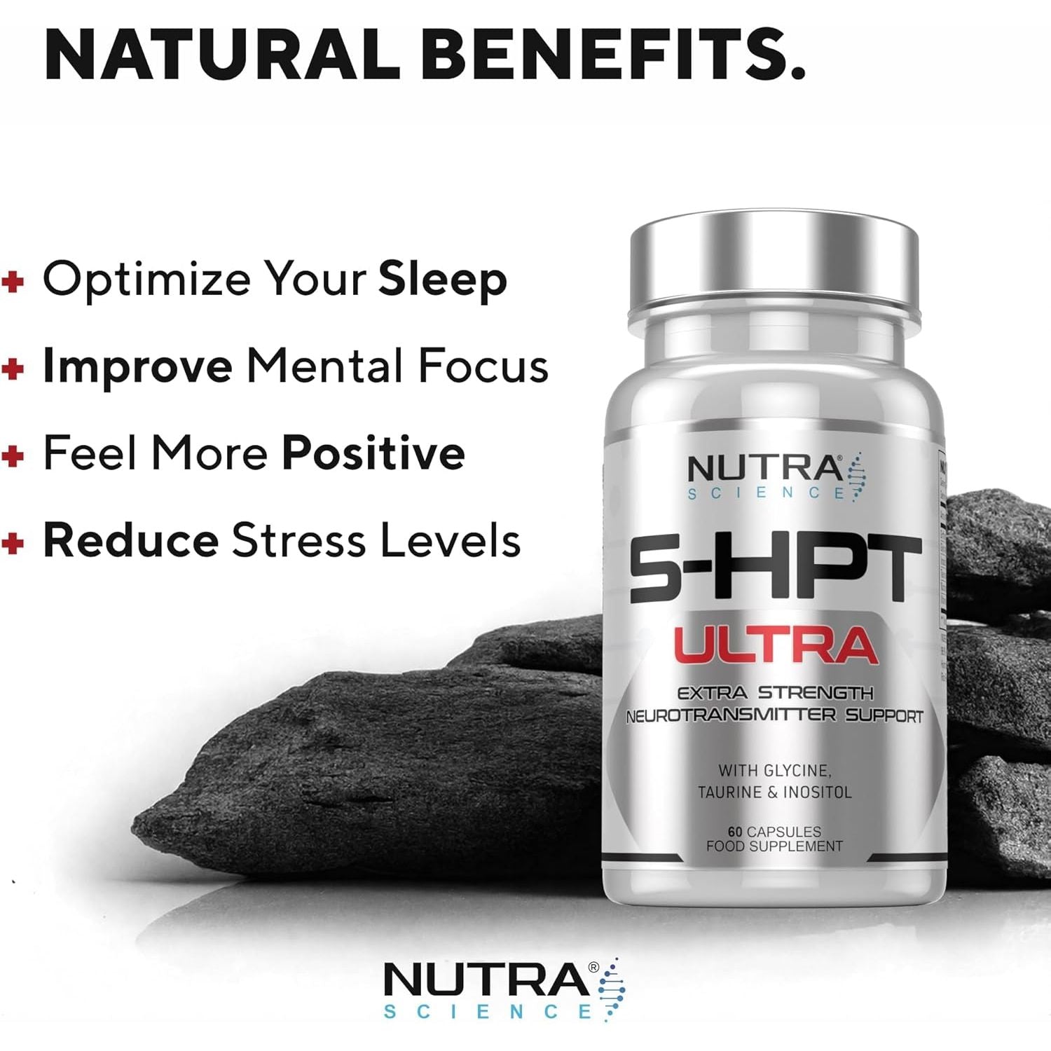 5HPT Ultra 4,000MG - Extra Strength Griffonia Seed Extract Neurotransmitter Support with Nicotinamide, Glycine, Inositol, Vitamin B6, 60 Vegan Capsules