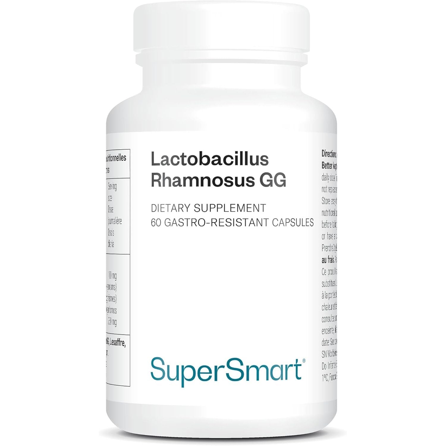 Lactobacillus Rhamnosus GG - Probiotic - Balances Microbiota and Gut Flora - Boosts the Immune System - Stimulates Lactobacillus Production - 60 Capsules - Vegan - Gluten-Free - Non-Gmo - Supersmart