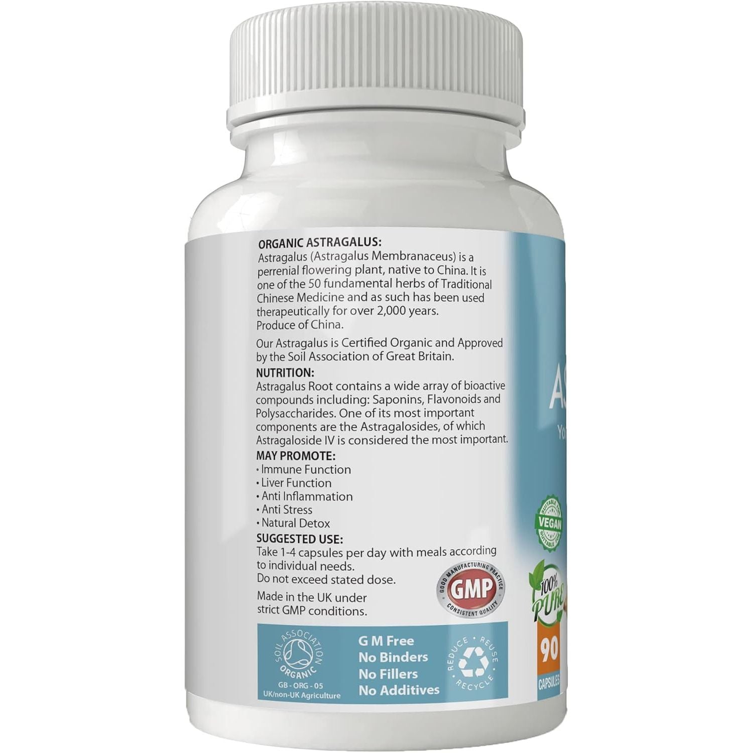 Simply Pure Organic Astragalus | Immunity Boost & Healthy Ageing | 500Mg Capsules X 90 |100% Pure Soil Association Certified | Gluten Free | GM Free | Vegan