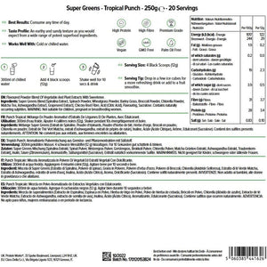 Protein Works - Super Greens Powder , Nutrient Dense Detox Shake , Supports Immune System , Vegan , 20 Shakes , Tropical Punch , 250G