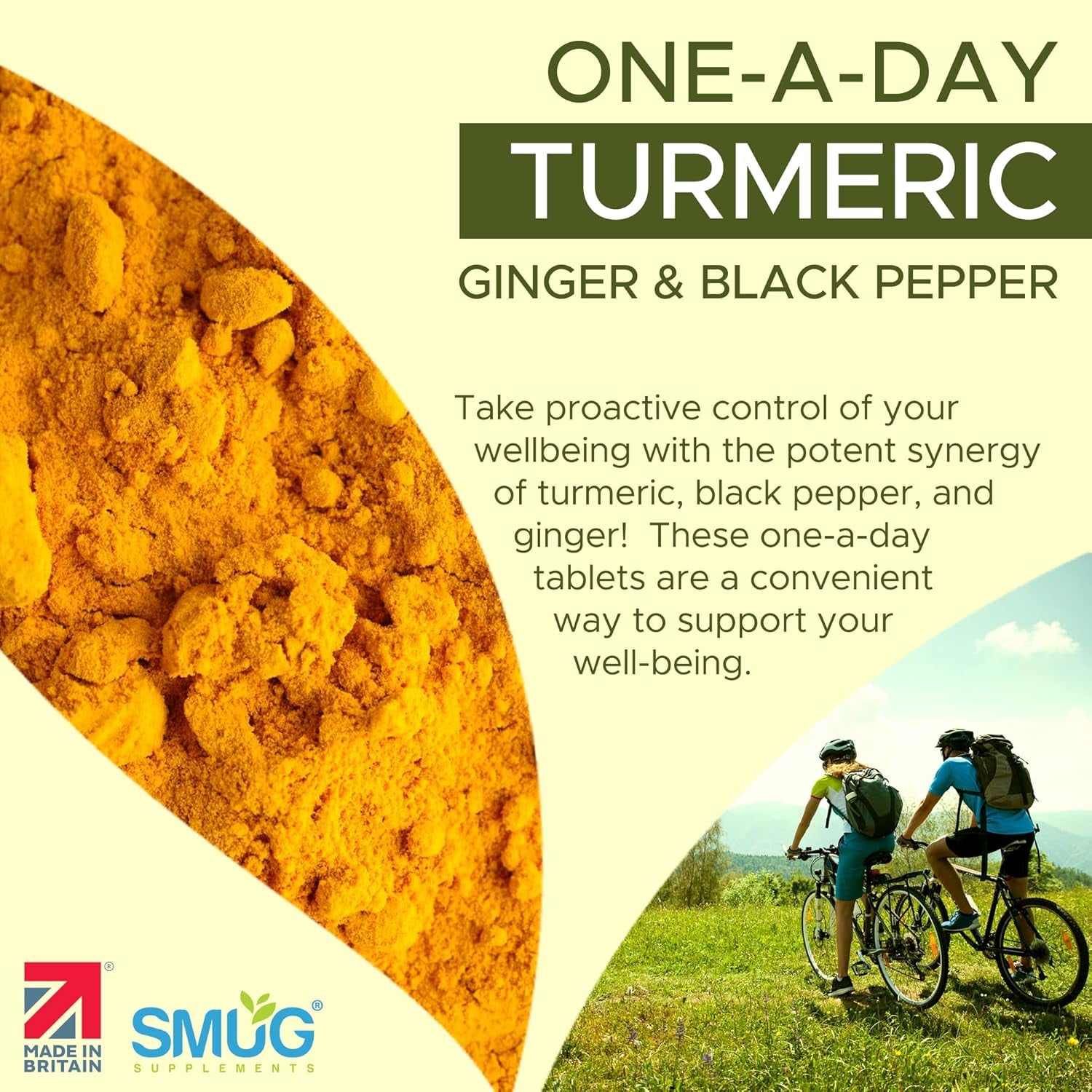 Turmeric Complex MAX 2000Mg with Ginger & Black Pepper - British Made by SMUG Supplements - 120 Vegan Tablets - 3-In-1 Blend - Suitable for Men and Women