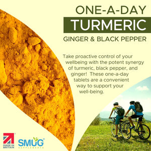 Turmeric Complex MAX 2000Mg with Ginger & Black Pepper - British Made by SMUG Supplements - 120 Vegan Tablets - 3-In-1 Blend - Suitable for Men and Women