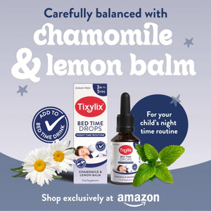 Tixylix 50Ml Bed Time Drops for Children, Chamomile and Lemon Balm, Supports Sleep Routine - Natural Supplement for Children 3M to 5 Years - Vegan, Gluten Free, Non-Gmo, Sugar Free