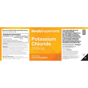 Potassium Chloride 1000Mg | Supports Normal Muscle Function & Blood Pressure | Vegan & Vegetarian Friendly | 180 Tablets = 3 Months’ Supply