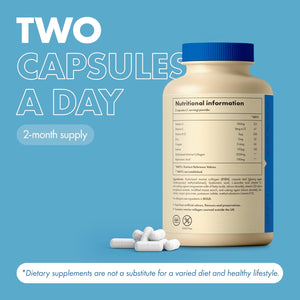 Marine Collagen Supplements for Women & Men 1200Mg | 120 High Strength Marine Collagen Capsules | Pure Superior Type 1 Hydrolysed with Hyaluronic Acid, Vitamins C, E, B12, Copper, Zinc and Iodine