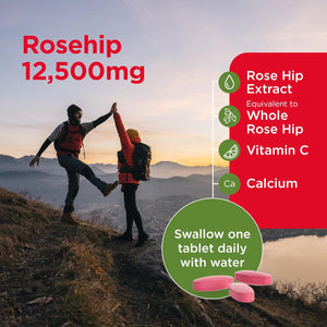 Healthspan Rose Hip 12,500Mg (90 Tablets) | Supports Joint & Immune Health | Helps Maintain Flexible Joints | Added Vitamin C & Calcium | Fatty Acids | Flavonoids | Vegan