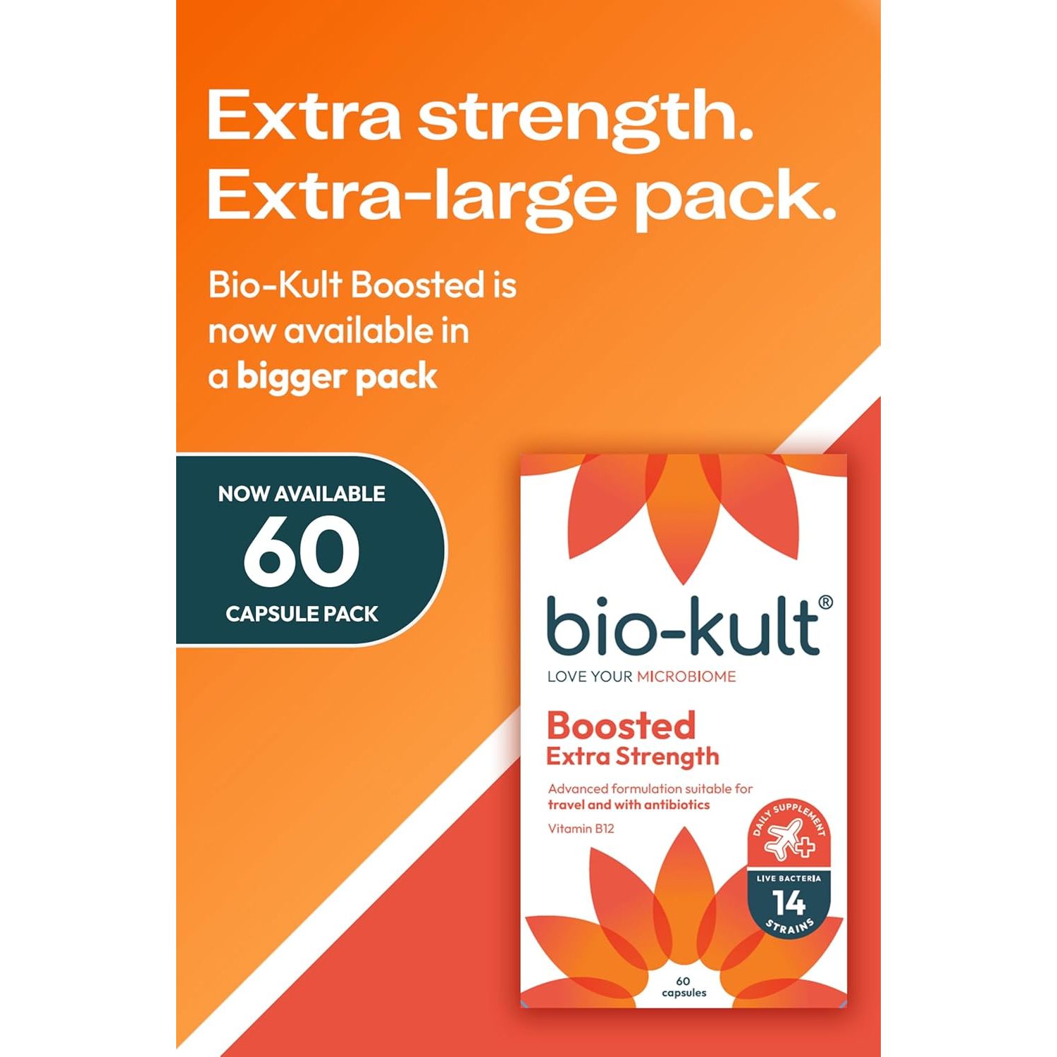 Bio-Kult Boosted Extra Strength Gut Health| 14 Strains | Probiotics for Women & Men | Immune & Digestive Support | Shelf-Stable, Non-Gmo, Gluten-Free | 60 Capsules