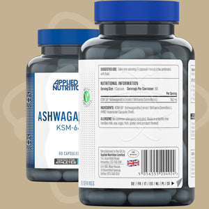 Applied Nutrition Ashwagandha KSM-66 - Premium Ashwagandha Herbal Supplement for Energy, Anxiety, Stress, Made in the UK (60 Capsules)