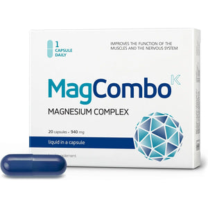 Magcombo - Concentrated Pure Magnesium, Special Oily Formula for Maximum Absorption, Enriched with Vitamins B2, B6, B12 and C, 1 Capsule Daily, Laboratory Tested