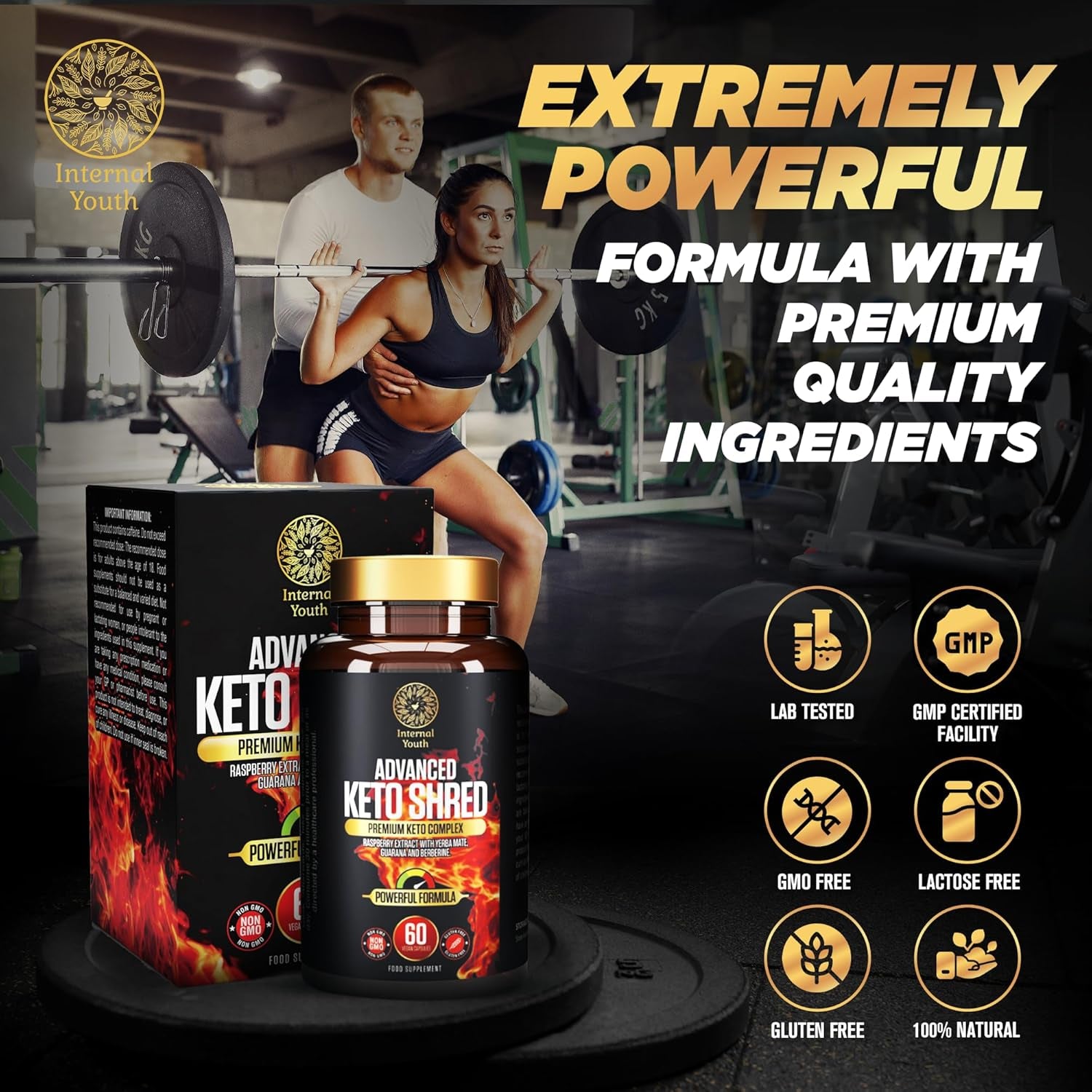 Advanced Keto Shred - Weight Loss Pills That Work Fast - 60 X High Strength Diet Pills That Work Fast for Women - Keto Fat Burning Tablets - Gluten Free - Non GMO - Vegan Friendly - Internal Youth