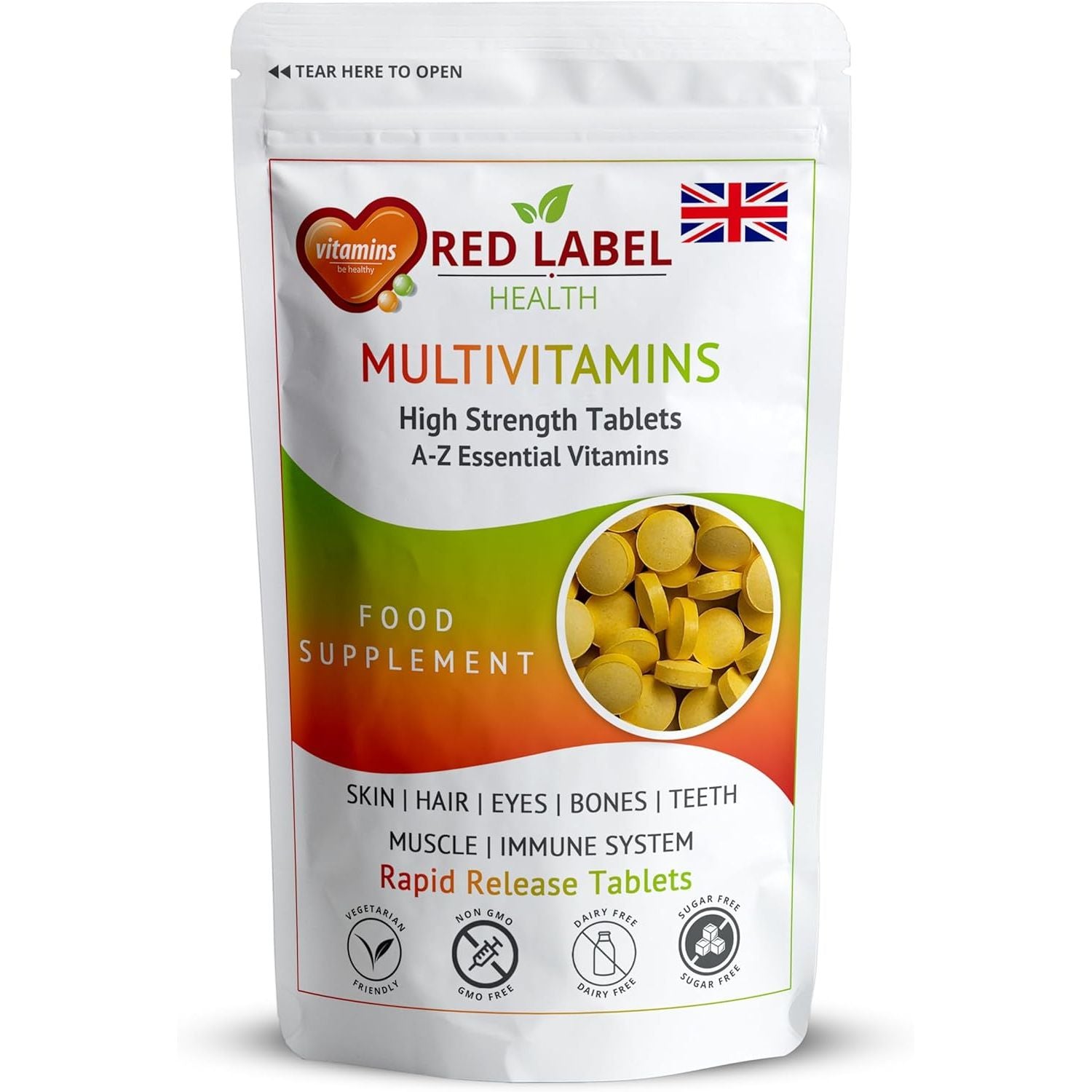 Red Label Health Multivitamin 360 Tablets (1 Year Supply) for Men & Women High Strength Multi Vitamins Supplement for Immune Support & Wellbeing, One a Day Multivitamins