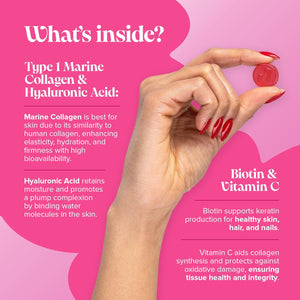 Collagen Gummies - Sugar Free - with Hyaluronic Acid, Vitamin C & Biotin - Collagen Supplements for Women & Men - More Convenient than Collagen Powder - 60 Marine Collagen Gummies - Novomins