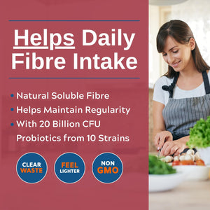 Powerful 4000Mg Psyllium Husk Fibre with Probiotics – 20 Billion CFU with 10 Strains – Natural Easy to Absorb Fibre from Plantago Ovata Seeds - 120 Capsules to Promote Regularity & Digestive Health