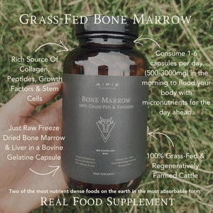 APE Nutrition Grass-Fed Bone Marrow Capsules - Health Supplements Rich in Collagen for Joint, Bone & Skin Support - 180 Freeze-Dried Capsules from Grass-Fed, Free-Range Cattle - 30-Day Supply