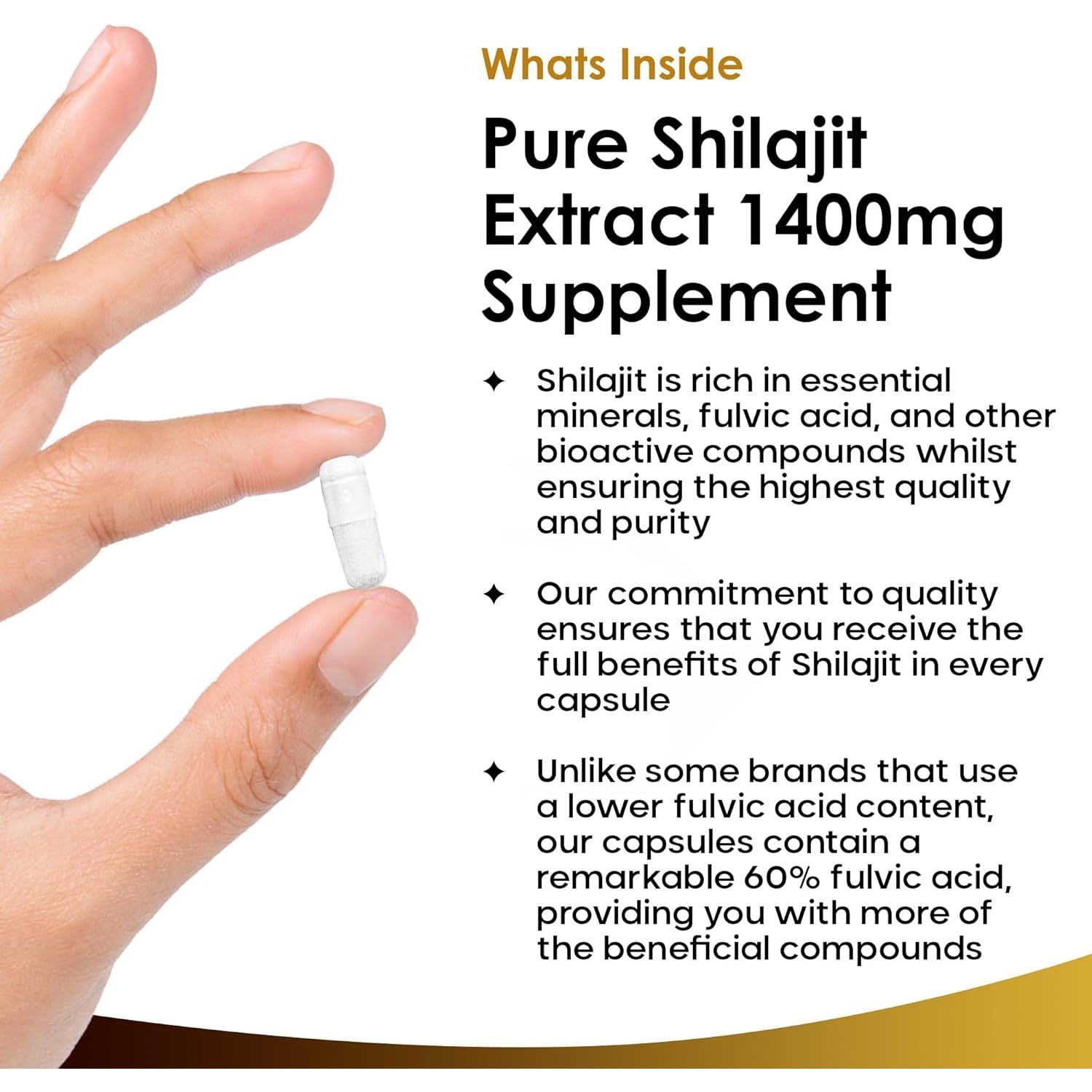 Shilajit Capsules 1400Mg 60% Fulvic Acid - High Strength Himilayan Shilajit, 2 Months Supply Shalajit Resin - Made in the UK Supplement by New Leaf 120 Capsules