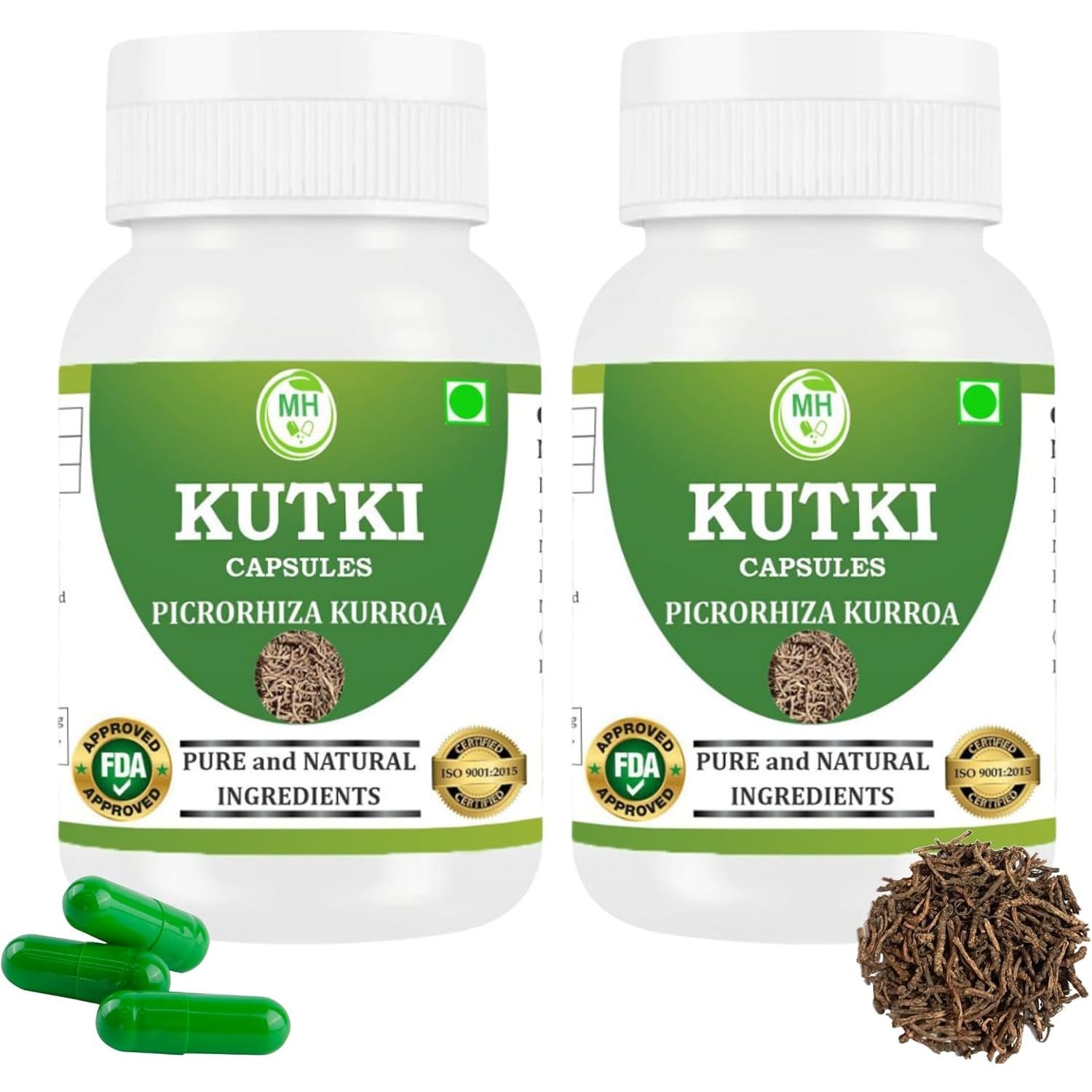 Morsan Healthcare Kutki Capsules 500Mg | Picrorhiza Kurroa | Natural Ayurvedic Herbal Supplement for Liver & Digestion Support | Vegetarian, Gluten Free, GMP Certified | 60 Capsules (Pack of 2)