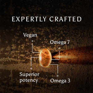 Ancient + Brave True Omegas+ 60 Capsules - Vegan Omega-3 Omega-7 - Sustainable Nutrition Supplement – Plant Based Essential Fatty Acids for Vision Brain and Heart Health