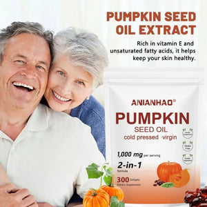300 PCS Pumpkin Seed Oil Capsules,Pumpkin Seed Extract | 2 in 1 Pumpkins Seed Oil for Hair Growth, Cold Pressed, Supports Hair, Heart, Skin Supplement | Non-Gmo | Gluten Free