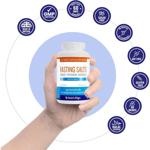 Nutri-Align Fasting Salts Electrolytes, 120 Capsules | Sodium Potassium Magnesium Electrolytes | Pure Fasting Electrolytes | Sugar Free & Filler Free | Made in the UK