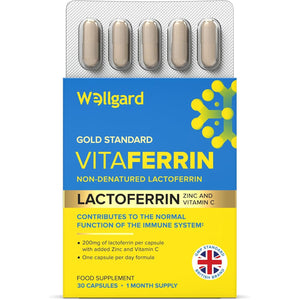 Wellgard Vitaferrin – Triple Action Immune Supplement Colostrum Lactoferrin, Zinc & Vitamin C, Immunity Supplement, 30 Capsules