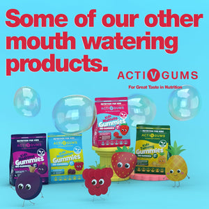 Kids Multi Vitamins 180 Vegan Gummies | Strawberry Flavour | Pouch with 9 Essential Vitamins A, D, E, C, B3, B6, B12, B5 & Iodine | Resealable & Recyclable | Suitable for Kids Age 5+ by Activgums®