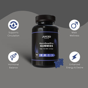 Horngoatpro Gummies - 60 Gummies Blueberry Flavour - with Added Tongaliextract, Maca Root, L-Arginine for Maximum Effect - Vegan, Non GMO, Gluten Free and Low Sugar - for Vitality