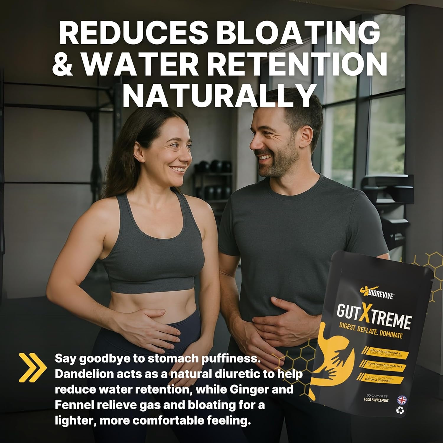 Biorevive Gut Xtreme – Advanced Gut Repair for Men & Women – Bloating Relief, Digestion Support & Gut Cleanse with Ginger, Dandelion, Fennel & Marshmallow – Reduces Water Retention & Soothes Gut Linin