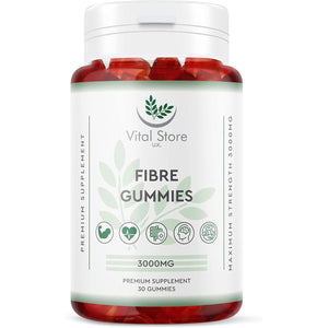 Fibre Gummies 3000MG - Vegan - One Month Supply - Berry Flavour Prebiotic Tapioca Chicory Root - High Strength Fibre Supplement