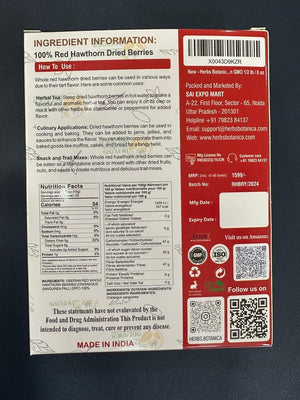 Herbs Botanica Organic Hawthorn Berry Hawthorne Berries/Crataegus Sanguinea Dried Superfood, Nature'S Remedy, Harvested with Care Non GMO 1/2 Lb / 8 Oz