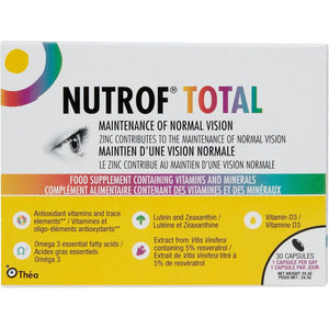 Nutrof Total Capsules – Eye Health Supplement with Lutein, Zeaxanthin, Omega 3, and Antioxidants | Essential Nutrients for Optimal Eye Health | Pack of 30 Capsules (1 Capsule per Day - 1-Month Supply)