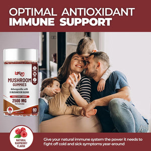 Mushroom Complex Gummies 2500Mg - 8 Brain Health Mushrooms Gummies with Ashwagandha Supplement Promotes Calm Focus Memory Mood Immunity & Energy - 60 Count (Halal, Gluten-Free, Vegan) (1)